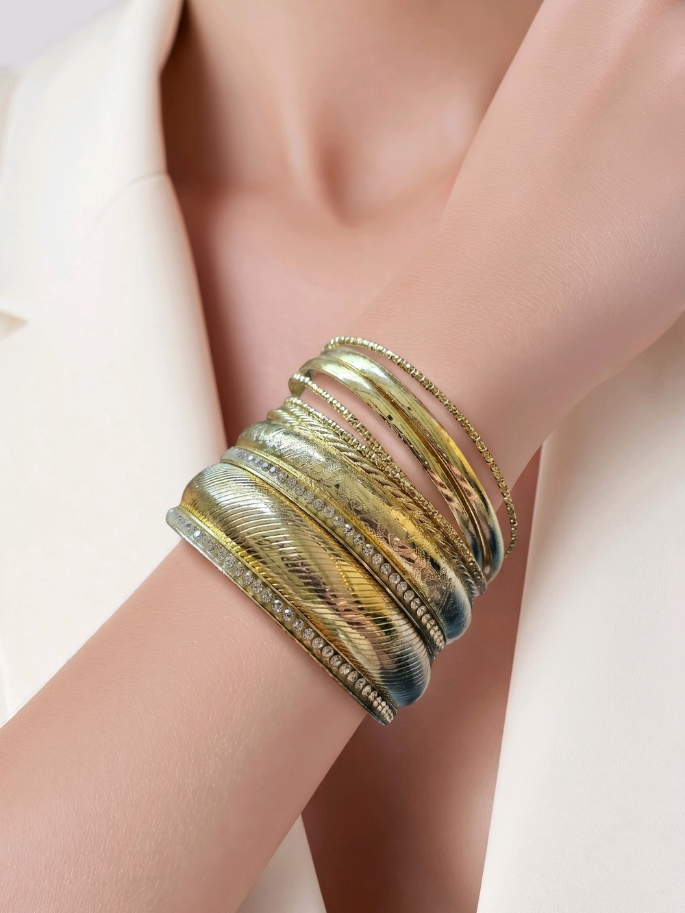 Thalia Sodi Gold Tone Multi-Bangle Bracelet Set Glam Stack